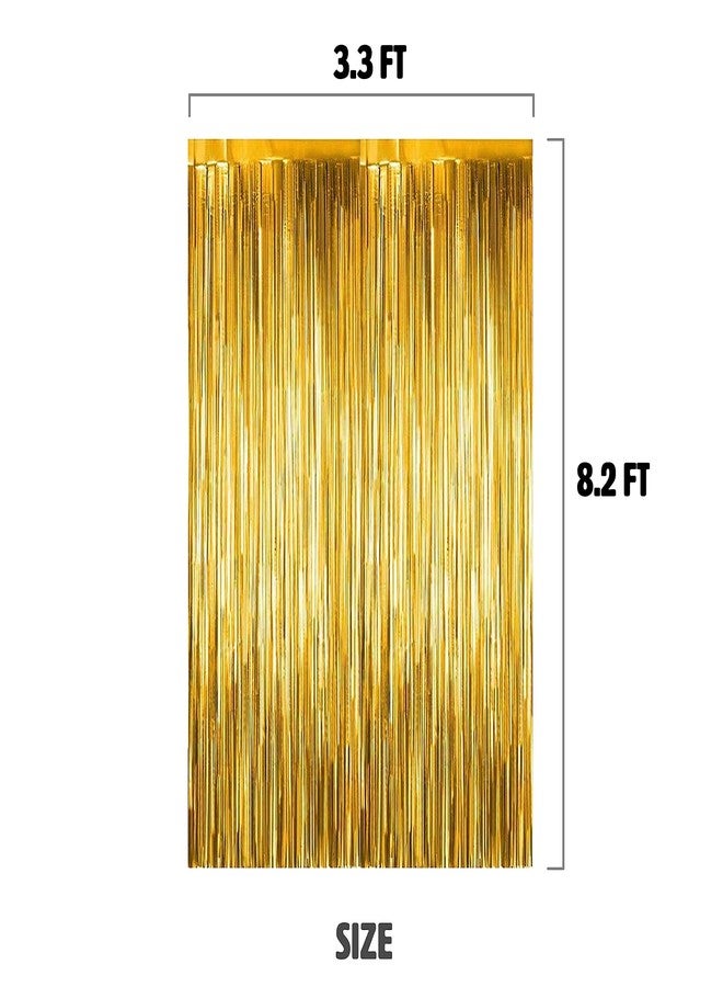 Just Party Set of 63 Pcs - 15 Silver 15 Gold 15 Black Metallic Balloons, Silver Happy Anniversary Foil, 2 Golden Curtains Theme Backdrop - Image 3